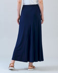 Cascade Drape Hi-Low Maxi Skirt - Navy