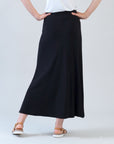 Cascade Drape Hi-Low Maxi Skirt - Black