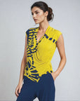 Crossover Faux Wrap Top - Track Line-Yellow - Final Sale! - Clara Sunwoo
