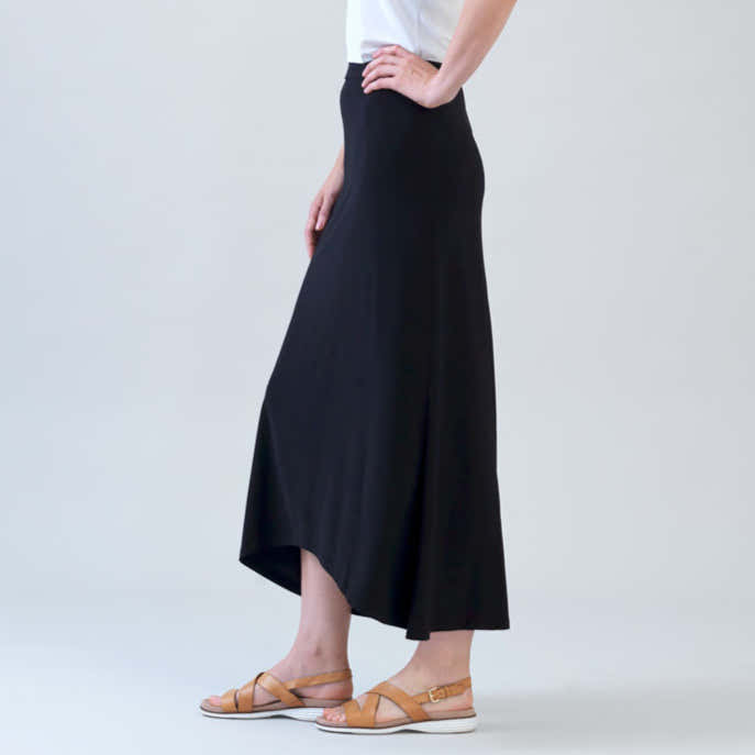Cascade Drape Hi-Low Maxi Skirt - Black – Clara Sunwoo