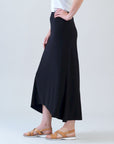 Cascade Drape Hi-Low Maxi Skirt - Black