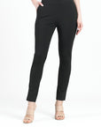 Rayon-Ponte Knit - Straight Leg Pocket Pant - Black