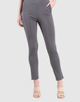 Rayon-Ponte Knit - Straight Leg Pocket Pant - Mocha