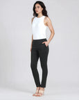 Rayon-Ponte Knit - Straight Leg Pocket Pant - Black - Final Sale