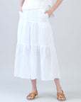 Soft Cotton - Double Tiered Maxi Skirt - White - Limited Sizes