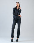 Liquid Leather™ Button Front Blouse - Black