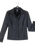 Liquid Leather™ Button Front Blouse - Black