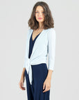 Modern Tie Front Cardigan - White
