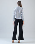 Shimmer Dots - Modern Tie Front Cardigan - Silver