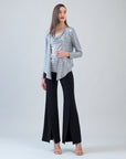 Shimmer Dots - Modern Tie Front Cardigan - Silver