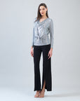 Shimmer Dots - Modern Tie Front Cardigan - Silver