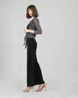 Sheer Shimmer - Modern Tie Front Cardigan - Silver