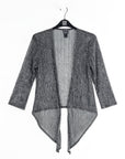 Sheer Shimmer - Modern Tie Front Cardigan - Silver