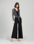 Sheer Shimmer - Modern Tie Front Cardigan - Silver