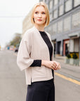 Chunky Ribbed - Cropped Pocket Sweater Cardigan - Sand - Final Sale!