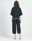 Linen Knit - Hi-Low Pocket Cardigan Jacket - Black - Final Sale!