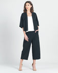 Linen Knit - Hi-Low Pocket Cardigan Jacket - Black - Final Sale!