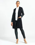 Ponte Knit - Liquid Leather™ Sleeve Pocket Cardigan