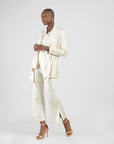 Foil Sheen - Drape Tunic Cardigan - Champagne
