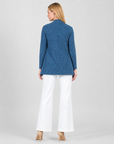 Ribbed Knit - Draped Tunic Cardigan - Denim - Final Sale