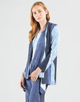 Silky Pleat Knit - 2pc Draped Cardigan & Tank Twinset - Lunar Stripe - Limited Sizes!