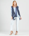 Silky Pleat Knit - 2pc Draped Cardigan & Tank Twinset - Lunar Stripe - Limited Sizes!