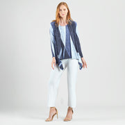 Silky Pleat Knit - 2pc Draped Cardigan & Tank Twinset - Lunar Stripe - Limited Sizes!