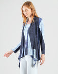 Silky Pleat Knit - 2pc Draped Cardigan & Tank Twinset - Lunar Stripe - Limited Sizes!