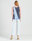 Silky Pleat Knit - 2pc Draped Cardigan & Tank Twinset - Lunar Stripe - Limited Sizes!