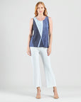 Silky Pleat Knit - 2pc Draped Cardigan & Tank Twinset - Lunar Stripe - Limited Sizes!