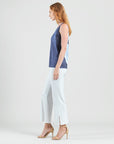 Silky Pleat Knit - 2pc Draped Cardigan & Tank Twinset - Lunar Stripe - Limited Sizes!