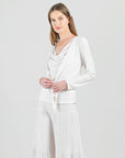 Soft Pleat Knit - 2pc Cardigan & Cowl Tank Twinset - Ivory - Limited Sizes