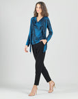 Crinkle Pleat Knit - 2pc Cardigan & Cowl Tank Twinset - Water Ripple-Cobalt - Final Sale!