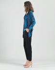 Crinkle Pleat Knit - 2pc Cardigan & Cowl Tank Twinset - Water Ripple-Cobalt - Final Sale!
