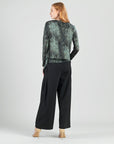 Crinkle Pleat Knit - 2pc Cardigan & Cowl Tank Twinset - Water Ripple-Olive - Final Sale!