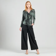 Crinkle Pleat Knit - 2pc Cardigan & Cowl Tank Twinset - Water Ripple-Olive - Final Sale!