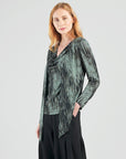 Crinkle Pleat Knit - 2pc Cardigan & Cowl Tank Twinset - Water Ripple-Olive - Final Sale!