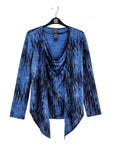 Crinkle Pleat Knit - 2pc Cardigan & Cowl Tank Twinset - Water Ripple-Cobalt - Final Sale!