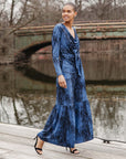 Crinkle Pleat Knit - 2pc Cardigan & Cowl Tank Twinset - Water Ripple-Cobalt - Final Sale!