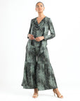 Crinkle Pleat Knit - 2pc Cardigan & Cowl Tank Twinset - Water Ripple-Olive - Final Sale!