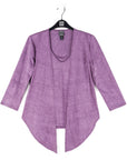 Crushed Silk Knit - Cardigan, Tank, Skirt-Pant 3pc Set - Plum