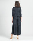 Crushed Silk Knit - Cardigan, Tank, Skirt-Pant 3pc Set - Black - Final Sale!