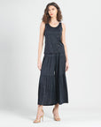 Crushed Silk Knit - Cardigan, Tank, Skirt-Pant 3pc Set - Black - Final Sale!