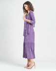 Crushed Silk Knit - Cardigan, Tank, Skirt-Pant 3pc Set - Plum - Final Sale!