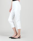 Rayon-Ponte Knit - Pull-On Pocket Capri - White