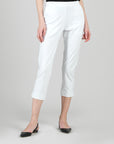 Rayon-Ponte Knit - Pull-On Pocket Capri - White