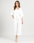 Linen Knit - Hi-Low Pocket Cardigan Jacket - Ivory - Final Sale!