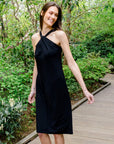 Grecian Halter Midi Sheath Dress - Black - Final Sale!