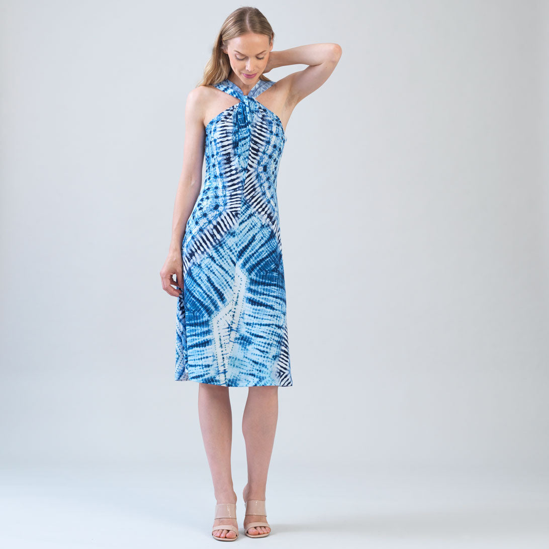 Grecian Halter Swing Dress - Acid Wash - Final Sale! – Clara Sunwoo