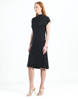 Lightweight Ponte - High Neck Cap Sleeve Midi Dress - Black - Final Sale!